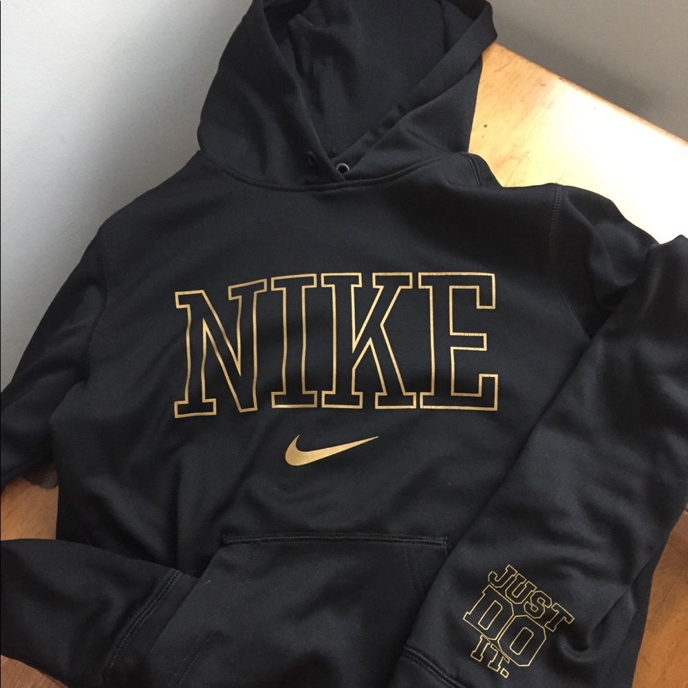 Black & Gold Nike Thermafit Hooded Sweatshirt